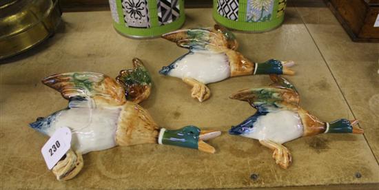 Set of three graduated Beswick flying mallards by Mr Watkins, impressed  no. 596